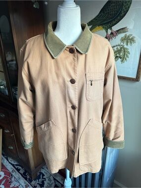Vintage Women’s L.L. Bean Adirondack Barn Coat Flannel Lined PrimaLoft Tan M